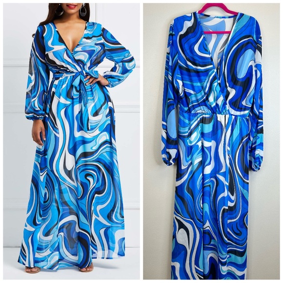 Dresses & Skirts - Sheer Psychedelic Dopamine Girl Maximalist Swirl Maxi Dress Plus Size Festival